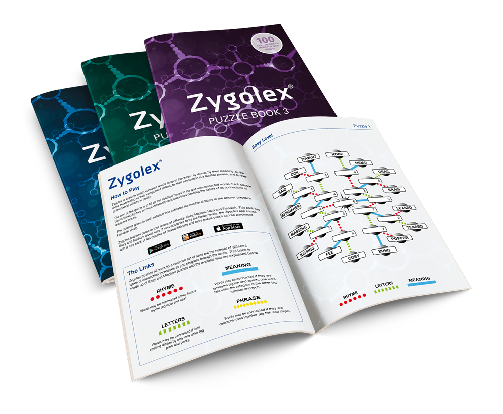 Zygolex printed book featuring 100 puzzles